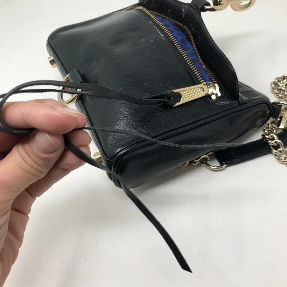 Rebecca Minkoff M.A.C. Shoulder Bag Black Leather Chain Strap Studded